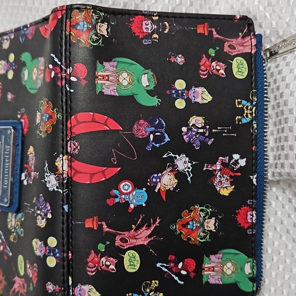 LOUNGEFLY MARVEL SY CHIBI GROUP FAUX LEATHER SNAP WOMENS WALLET - Picture 8 of 8